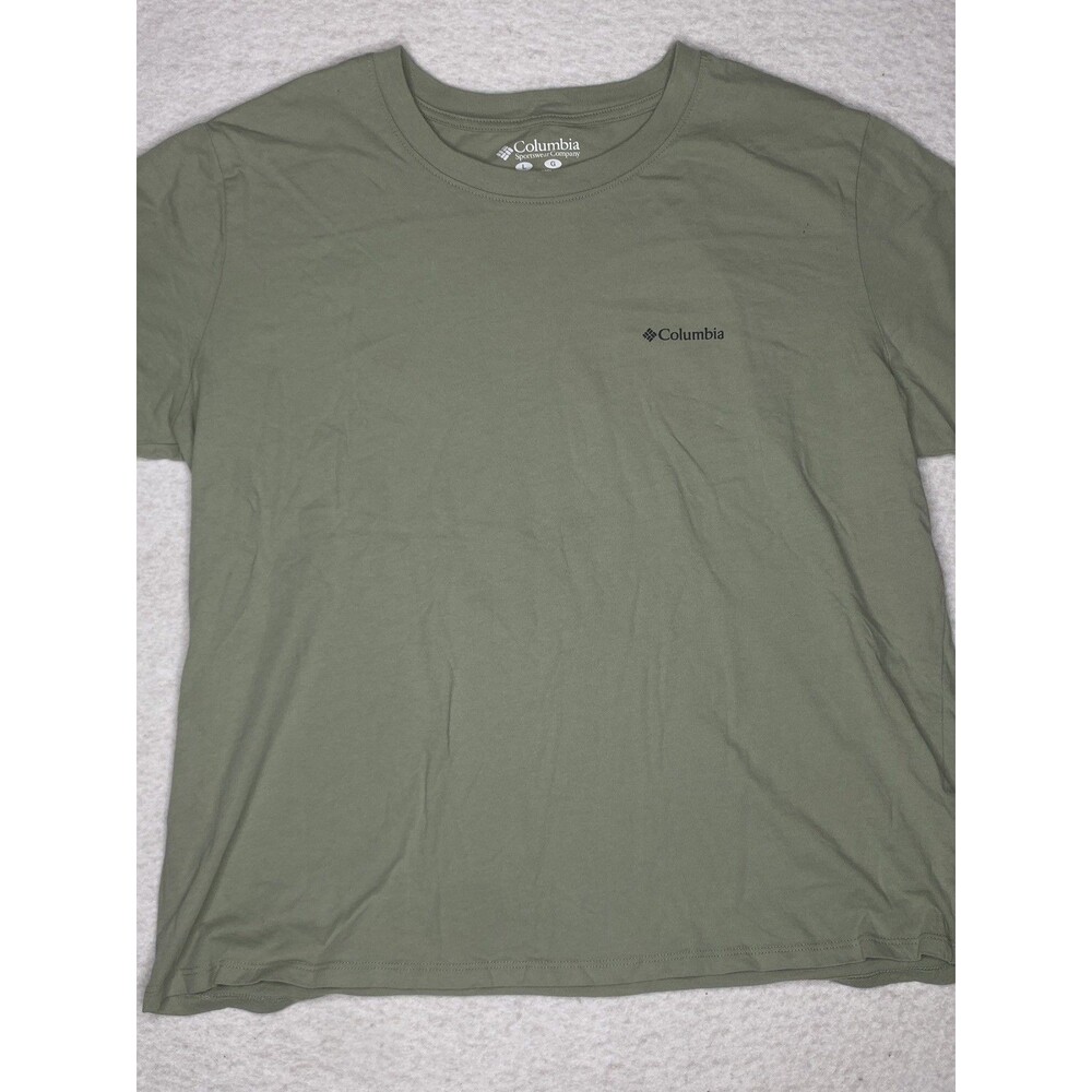 Columbia Women’s T-shirt Sage Green Mountain Medium Graphic Short Sleeve Shirt